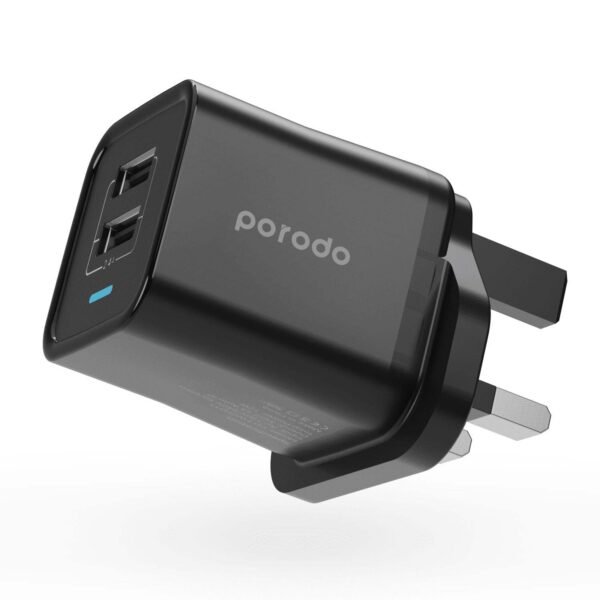 شاحن حائطي بورودو ثنائي USB بقوة 2.4 أمبير في المملكة المتحدة - أسود