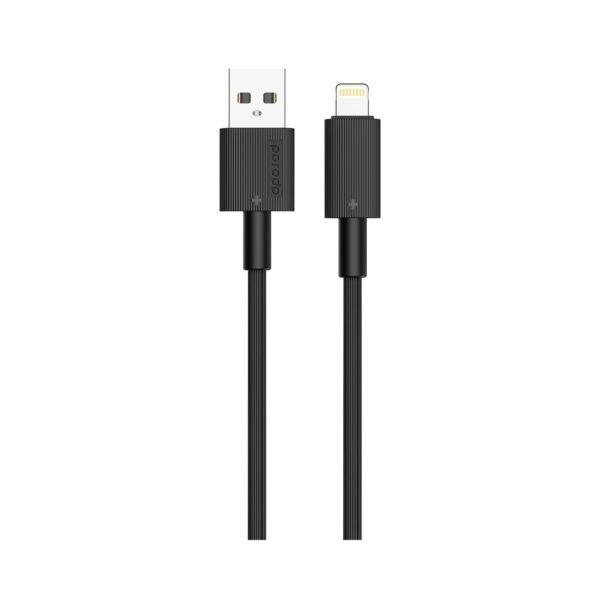 كابل USB A إلى Lightning PVC من Porodo - أسود