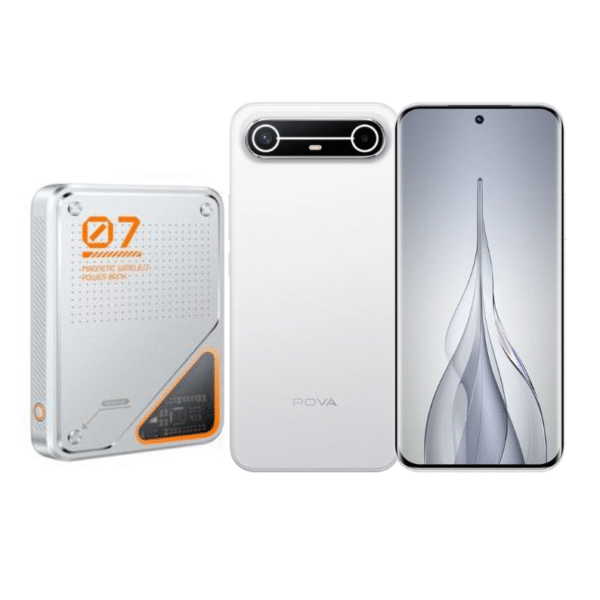 هاتف تكنو بوفا سليم 256 جيجا , 8 جيجا رام شاشة 6.78 مع باور بنك 5000 ملي , ابيض